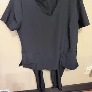 RBX Black V-Neck Top and pants scrub set